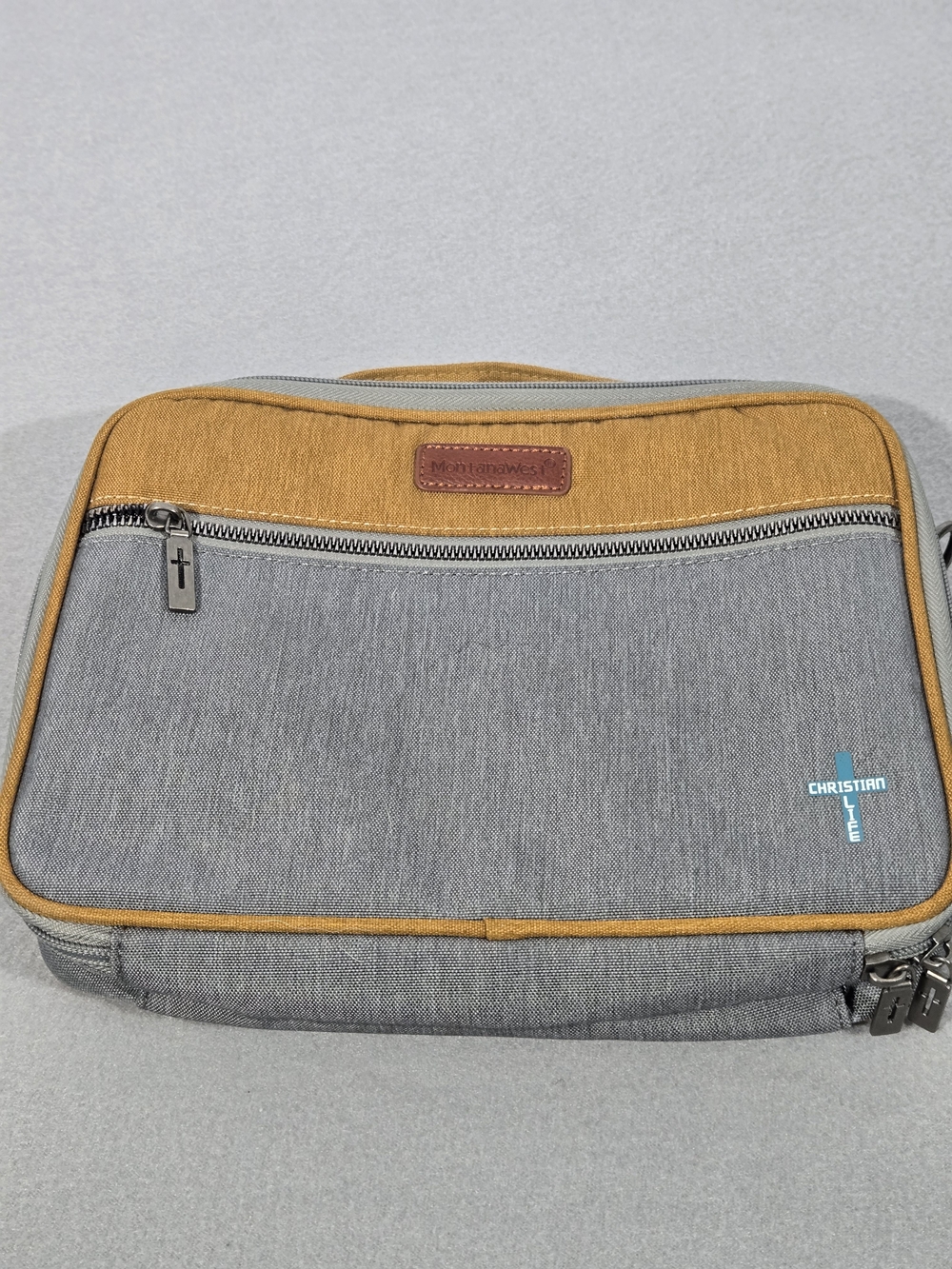 Gray and Tan Bible Cover & Organizer Bag
